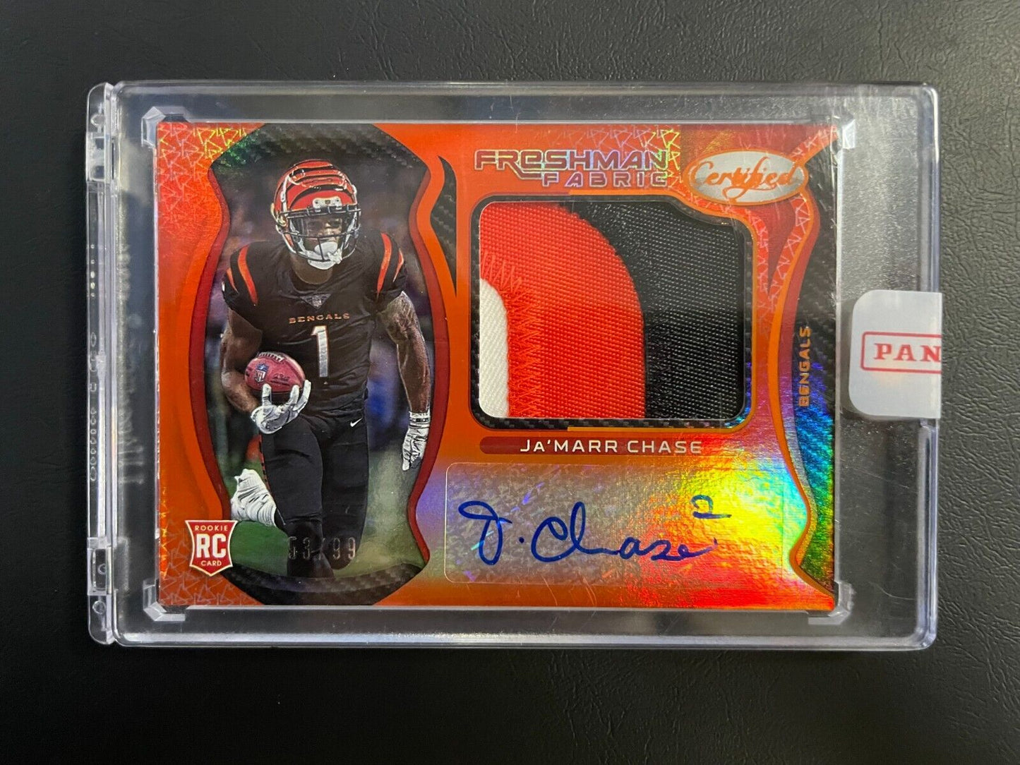 2021 Panini Certified Ja'Marr Chase RC Freshman Fabrics Auto RPA /99 Bengals