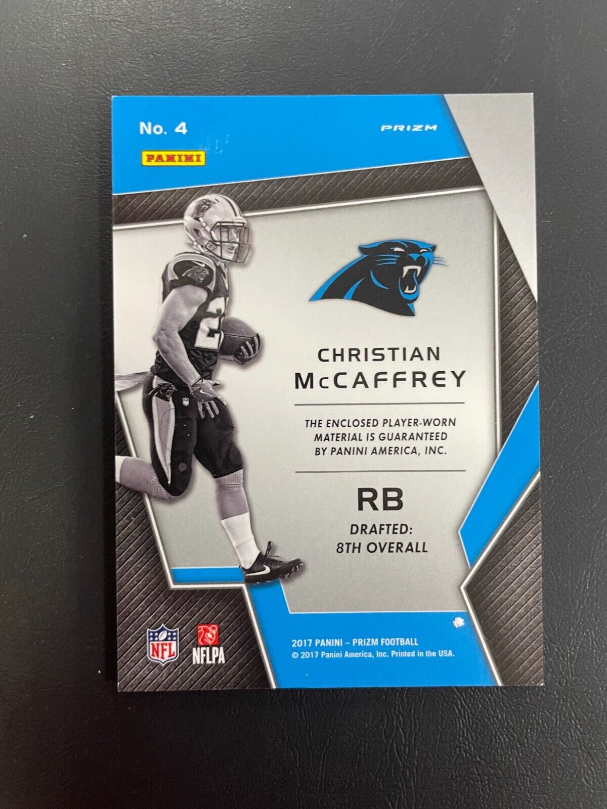 2017 Panini Prizm Premier Jerseys #4 Christian McCaffrey Panthers