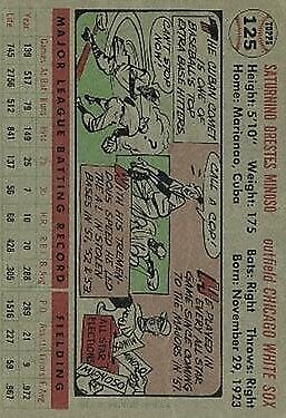 1956 Topps #125 Minnie Minoso - Vg+