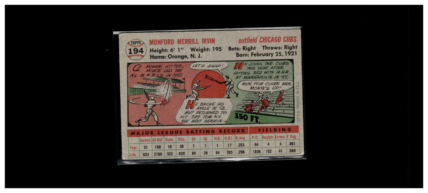 1956 Topps #194 Monte Irvin