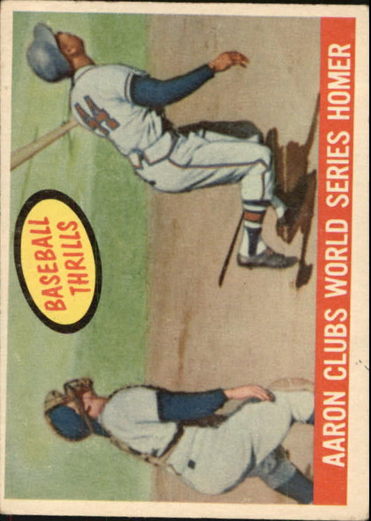 1959 Topps #467 Hank Aaron BT WS Homer - NM