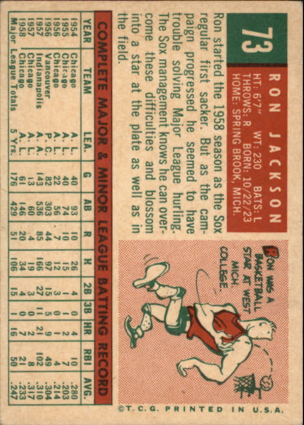 1959 Topps #73 Ron Jackson - VgEx+