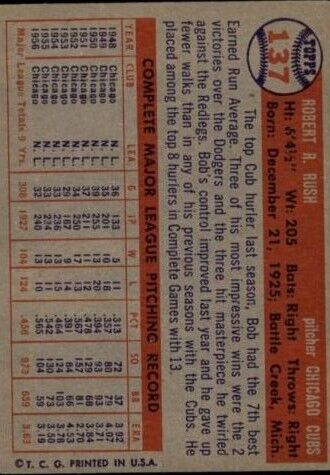 1957 Topps #137 Bob Rush - NM