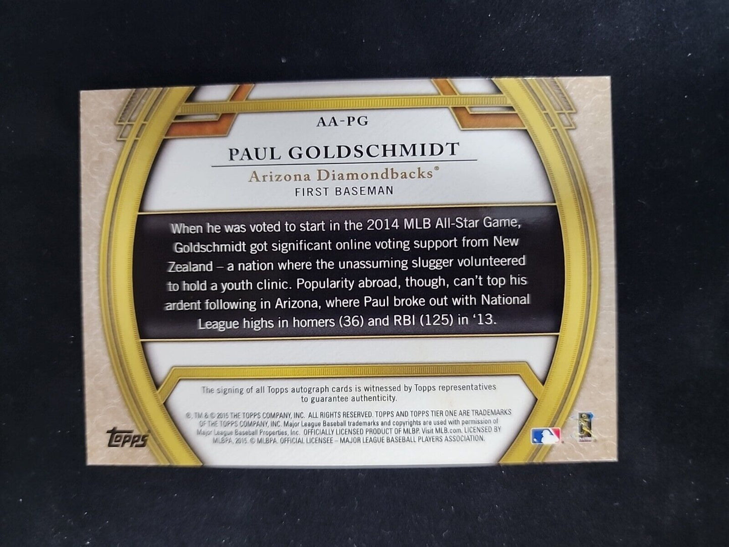 Paul Goldschmidt 2015 Topps Tier One Auto #'d/149 Arizona Diamondbacks