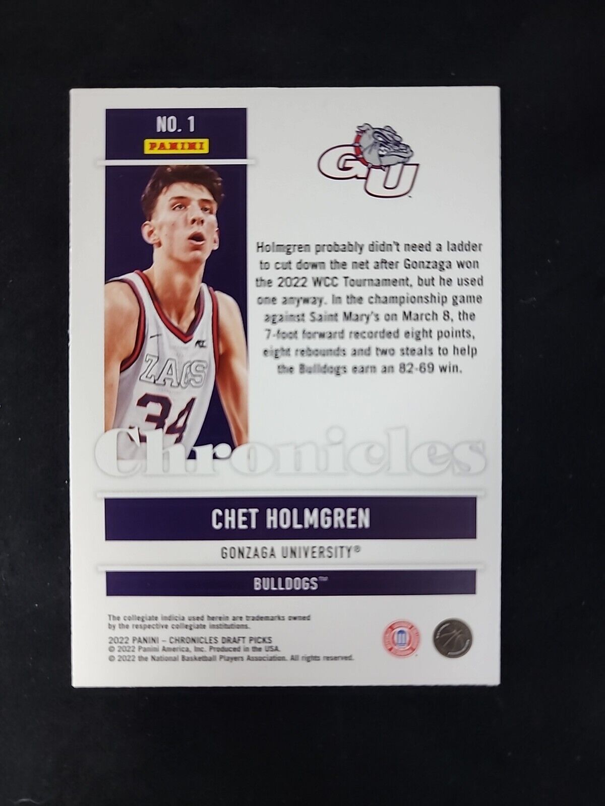 Chet Holmgren 2022-23 Chronicles DP Pulsar RC #1 Bulldogs Thunder