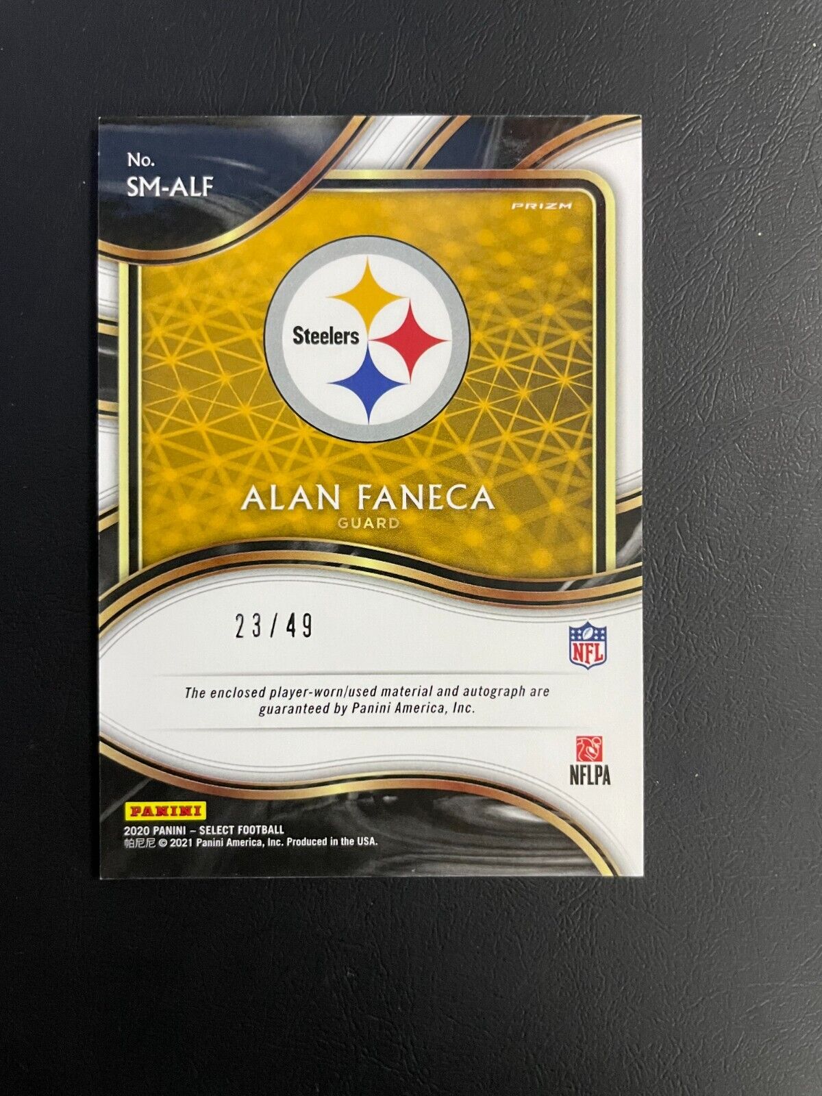 2020 Panini Select Alan Faneca Pink Prizm Auto & Patch /49