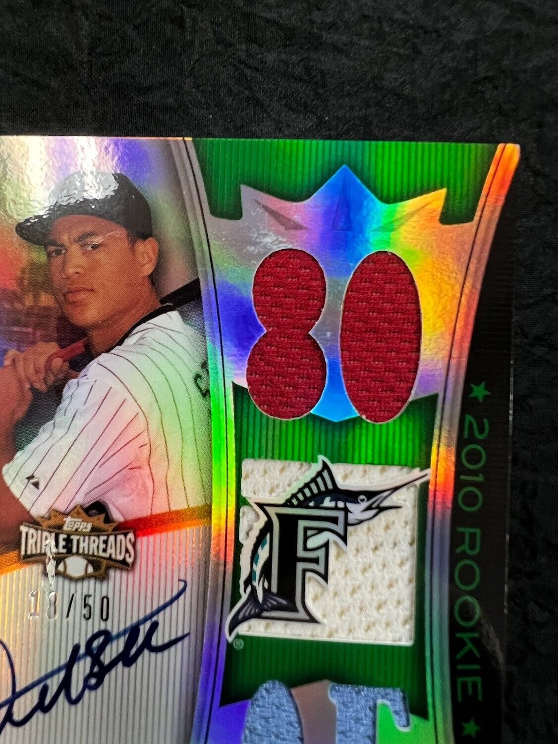 2010 TOPPS TRIPLE THREADS GIANCARLO MIKE STANTON ROOKIE PATCH AUTO /50 #186