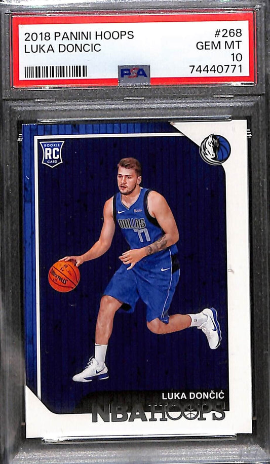 Luka Doncic 2018 Panini NBA Hoops #268 Rookie Card RC Dallas Gem Mint PSA 10