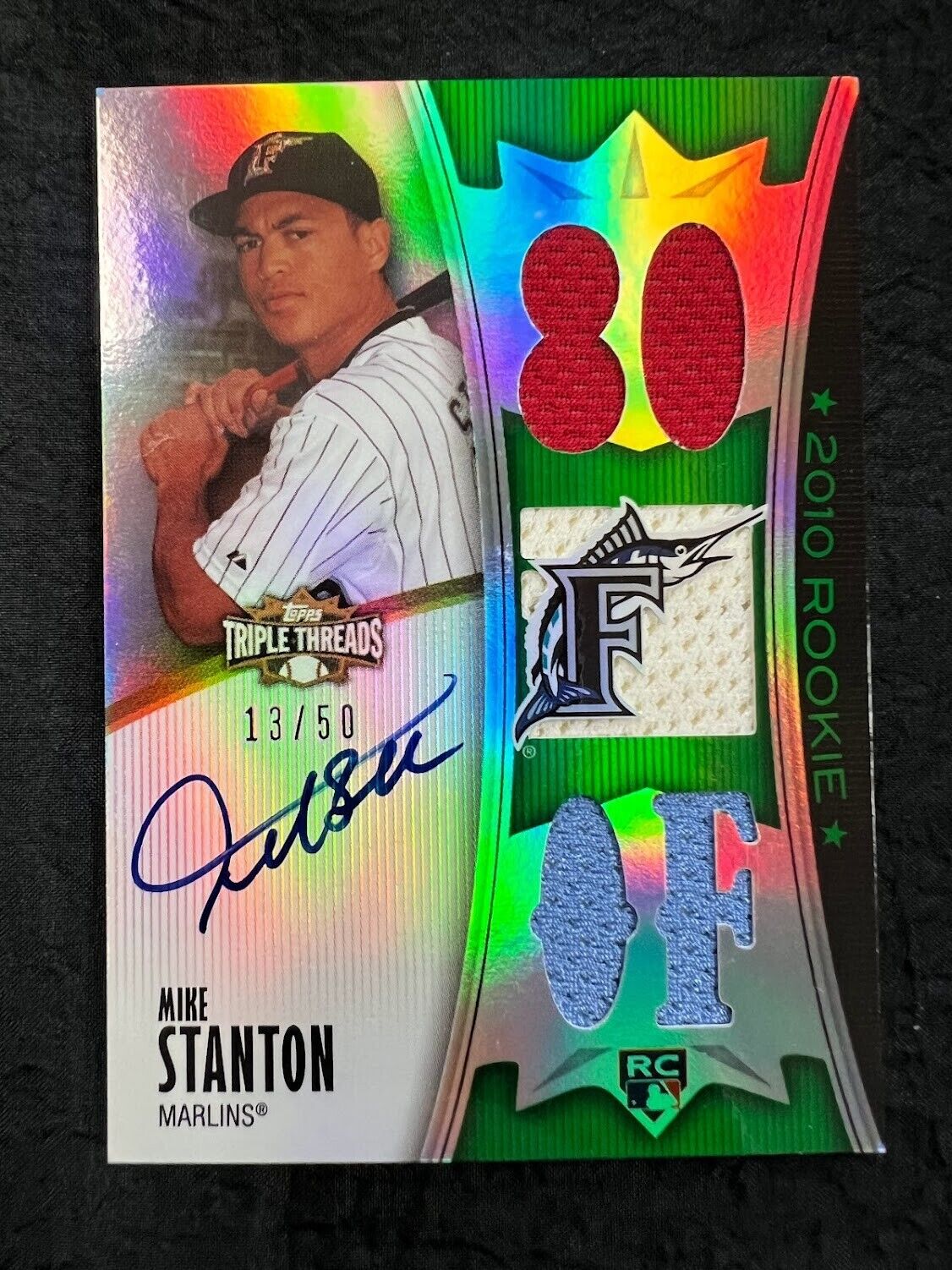 2010 TOPPS TRIPLE THREADS GIANCARLO MIKE STANTON ROOKIE PATCH AUTO /50 #186