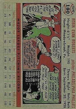 1956 Topps #180 Robin Roberts - Vg+