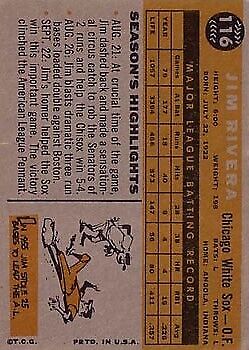 1960 Topps #116 Jim Rivera - Ex+