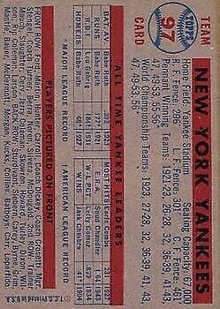 1957 Topps #97 New York Yankees TC - NM