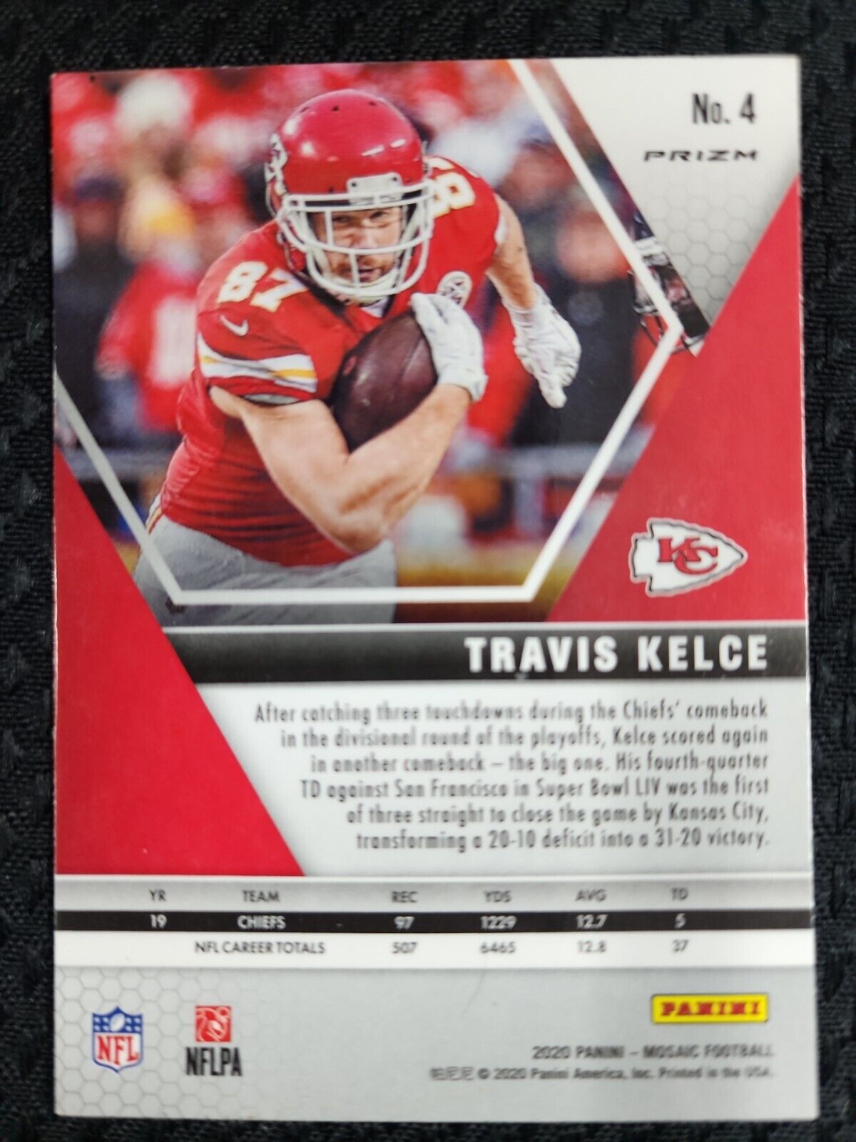 2020 Panini Mosaic Mosaic Reactive Gold Prizm Travis Kelce #4