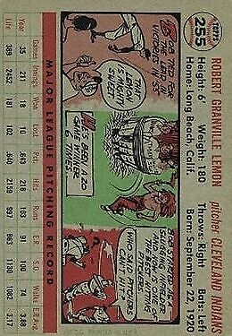 1956 Topps #255 Bob Lemon - Vg+