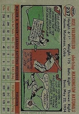 1956 Topps #237 Jose Valdivielso RC - NM