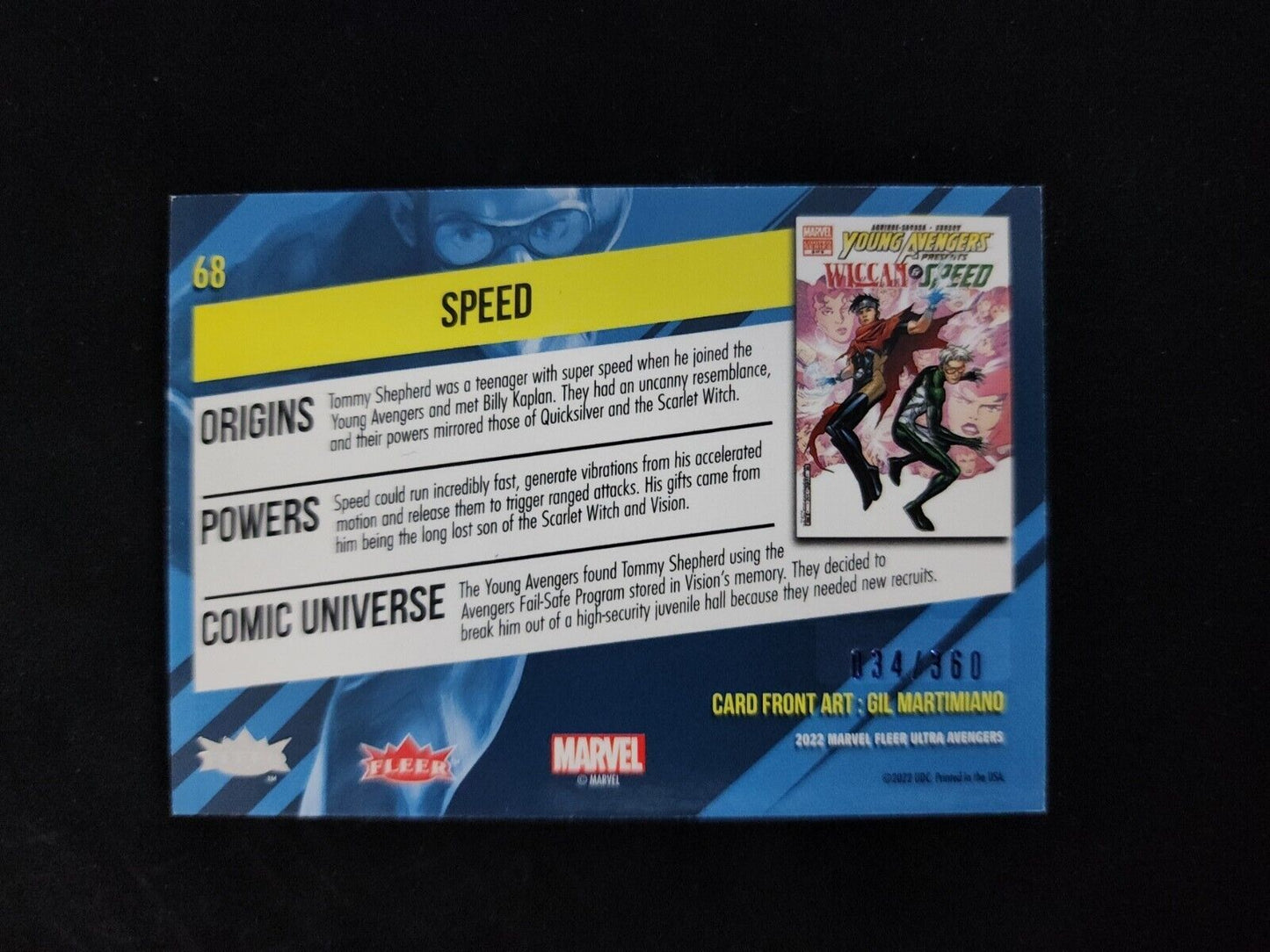 2022 UD Marvel Fleer Ultra Avengers SPEED #68 Blue Foil /360