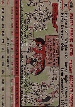 1956 Topps #8 Walter Alston MG RC - Vg+