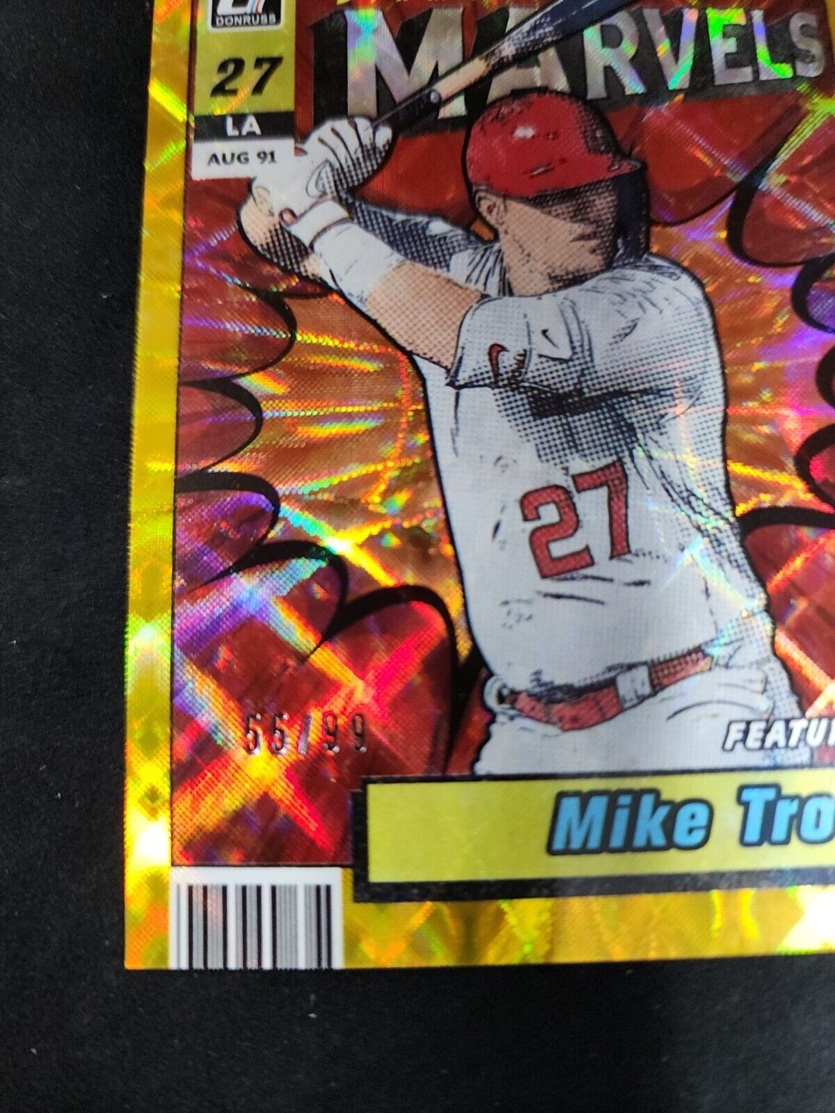 2022 Donruss Baseball Mike Trout M-1 Marvels GOLD PARALLEL 55/99 -LA Angels
