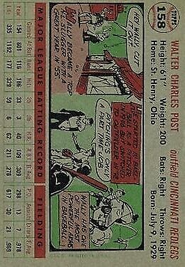 1956 Topps #158 Wally Post - NM