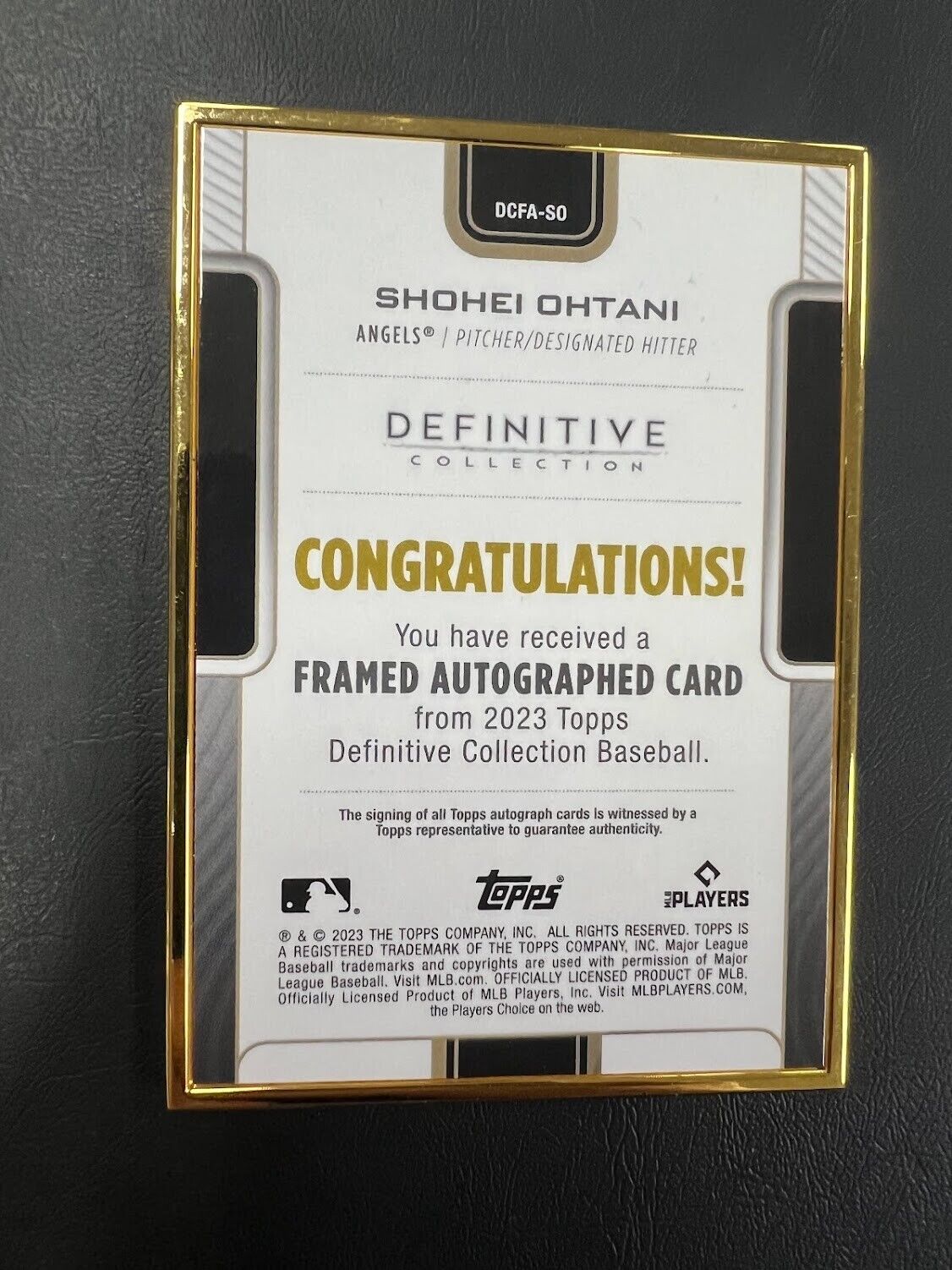 2023 Topps Definitive Collection - Shohei Ohtani Auto SSP 02/25 MVP Framed J