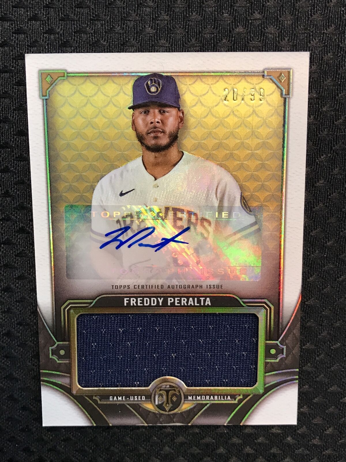 2022 Topps Triple Threads Freddy Peralta Jumbo Relic Auto #’d/99