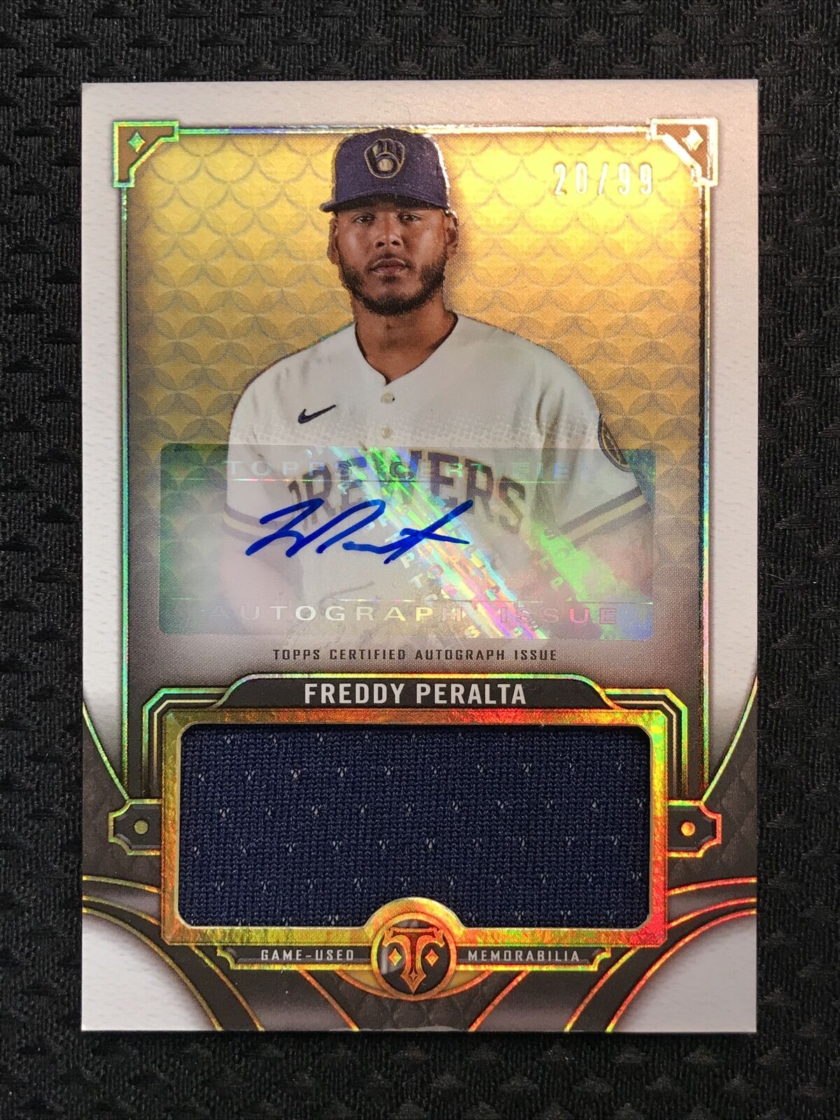 2022 Topps Triple Threads Freddy Peralta Jumbo Relic Auto #’d/99