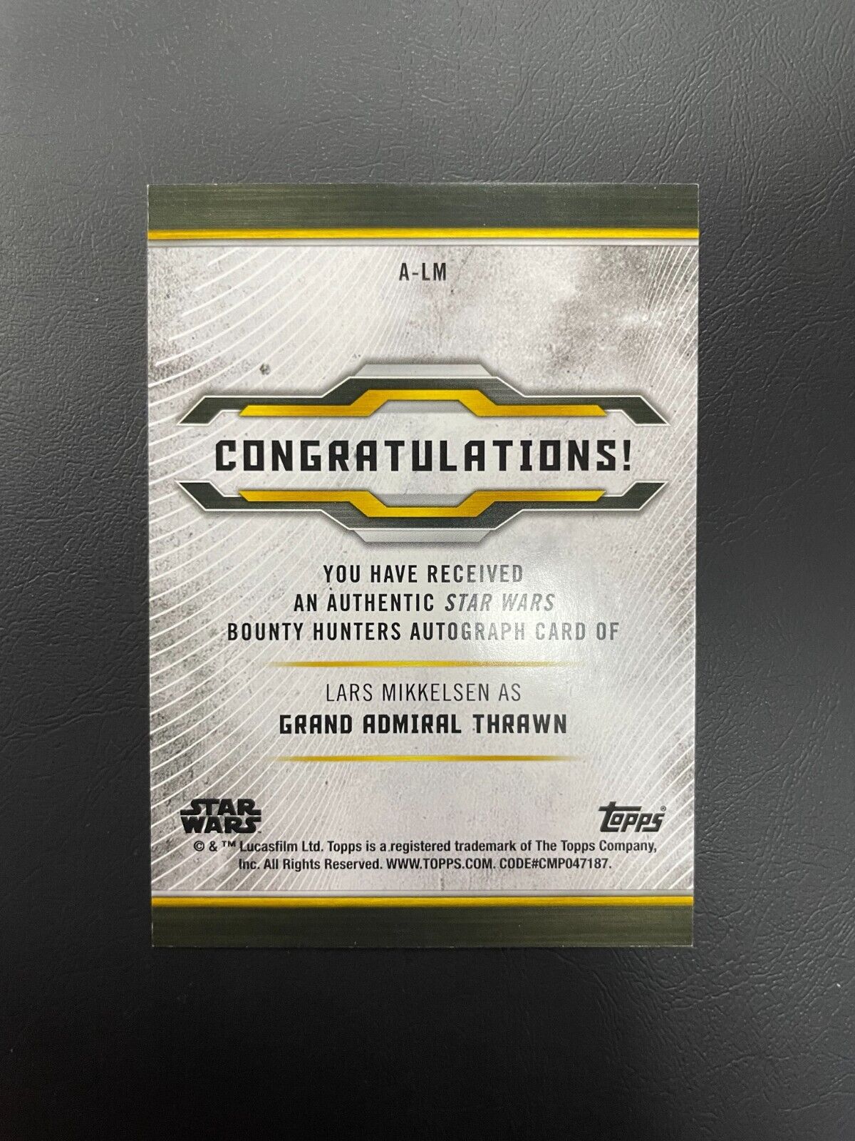 2021 Topps Star Wars Signature Series Lars Mikkelsen Grand Admiral Thrawn Auto