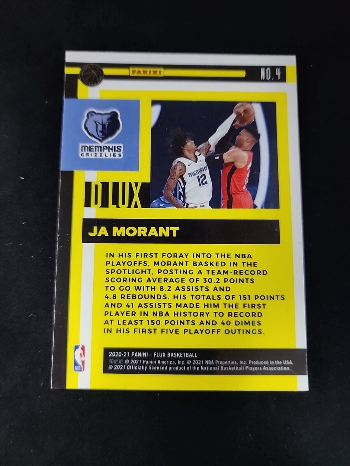 Ja Morant 2020-21 Panini Flux Dlux Insert Memphis Grizzlies #4