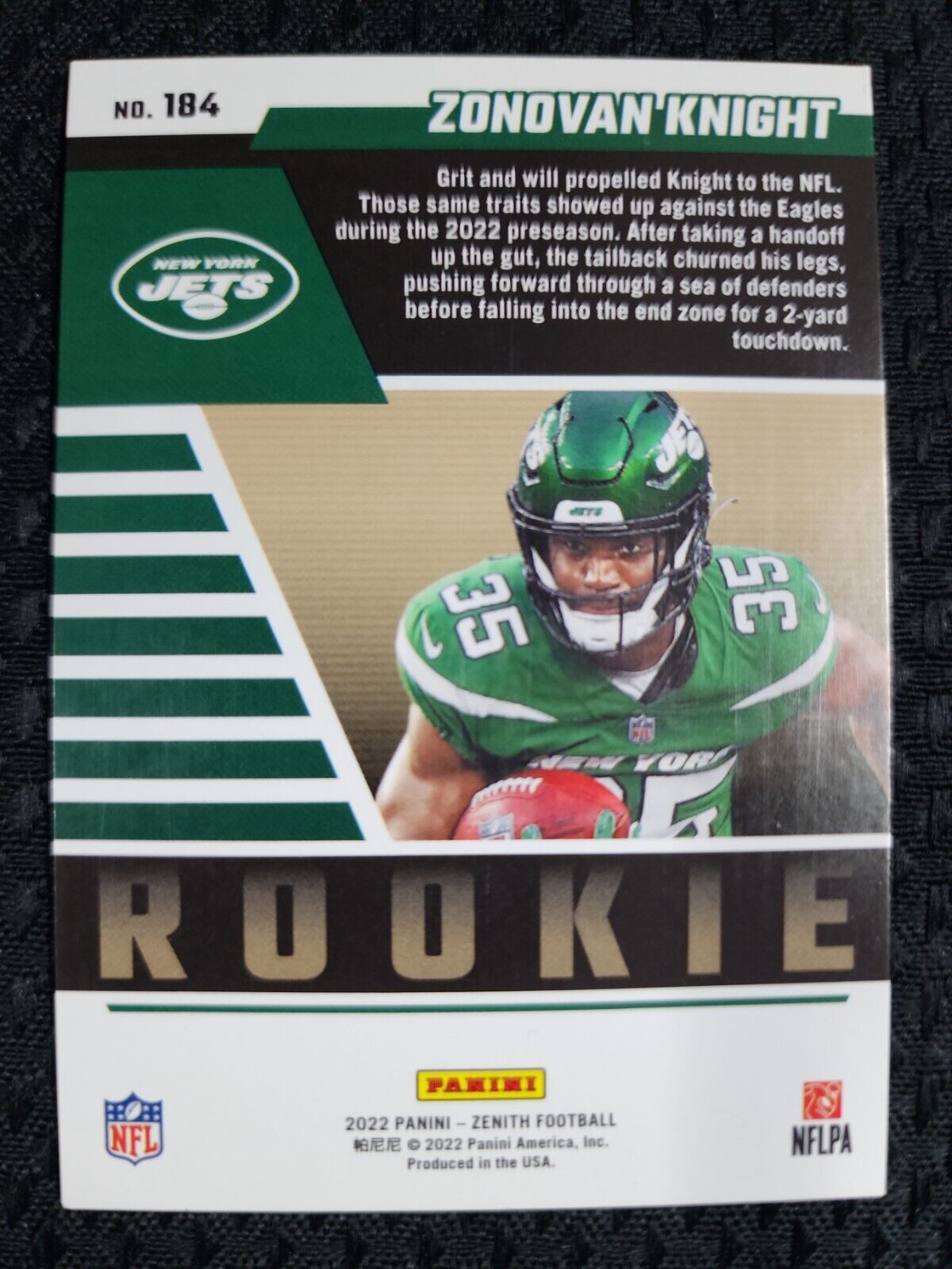 2022 Panini Zenith Football Zonovan Knight RC #184