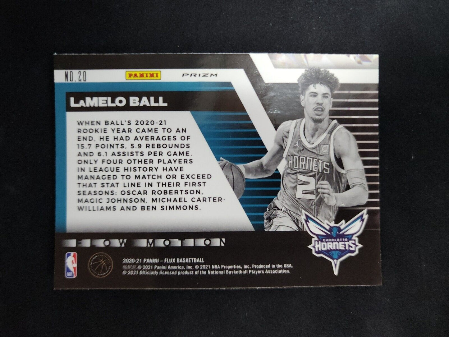 2020-21 Panini Flux Basketball LaMelo Ball Flow Motion Silver Prizm Hornets