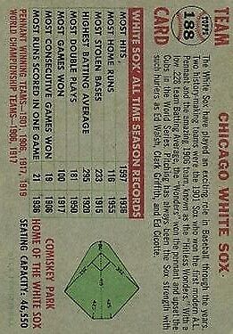 1956 Topps #188 Chicago White Sox TC - Vg+