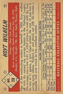 1953 Bowman Black and White #28 Hoyt Wilhelm - VG-EX
