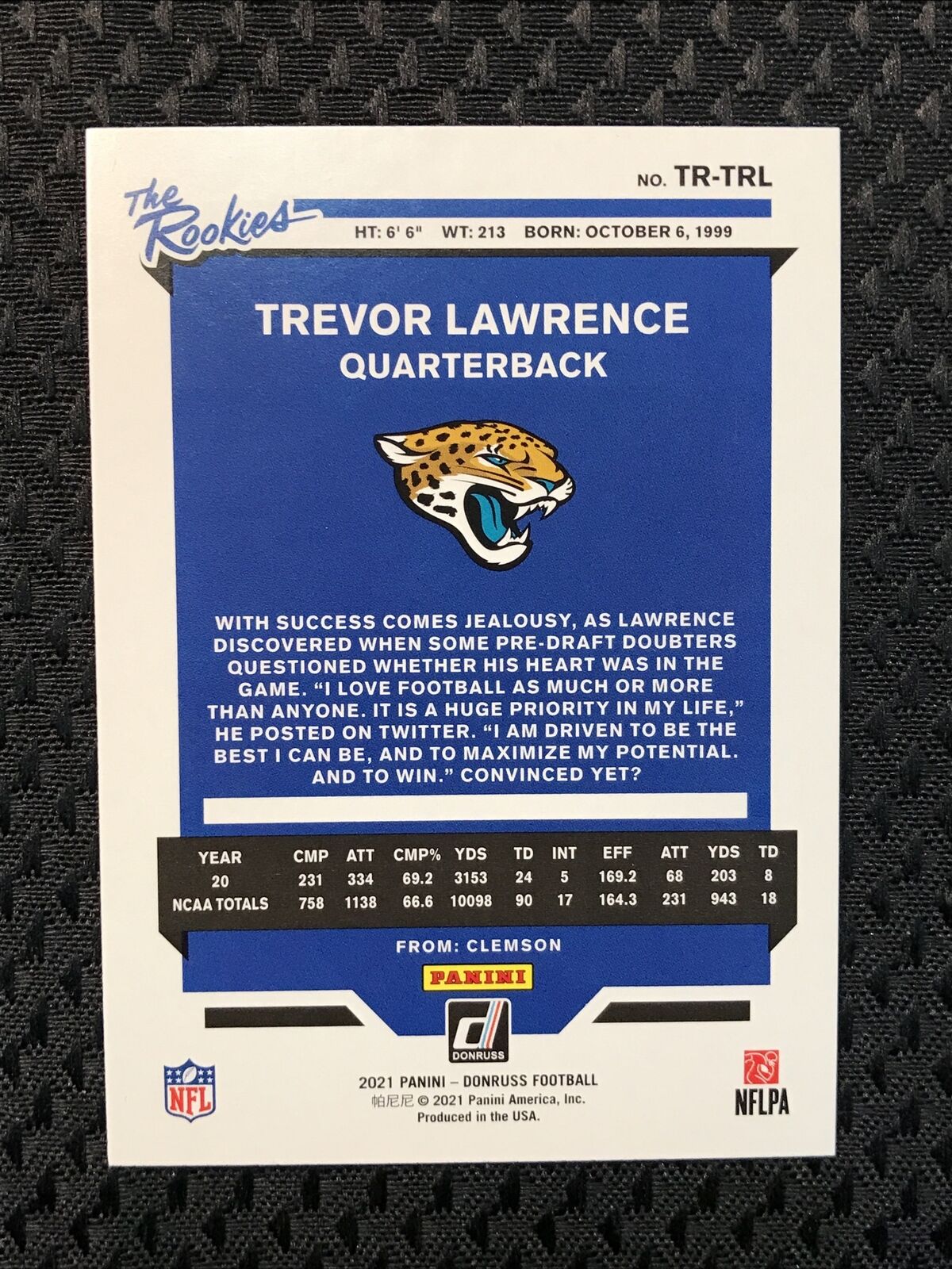 2021 TREVOR LAWRENCE RC HOLO PRIZM Donruss THE ROOKIES #TR-TRL Jaguars