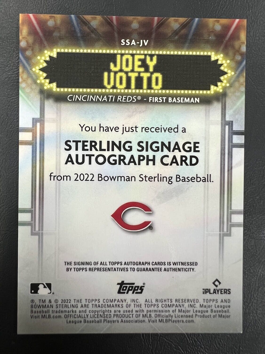 2022 BOWMAN STERLING REFRACTOR JOEY VOTTO AUTOGRAPH AUTO #D/10 CINCINNATI REDS J