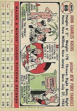 1956 Topps #88 Johnny Kucks RC - NM