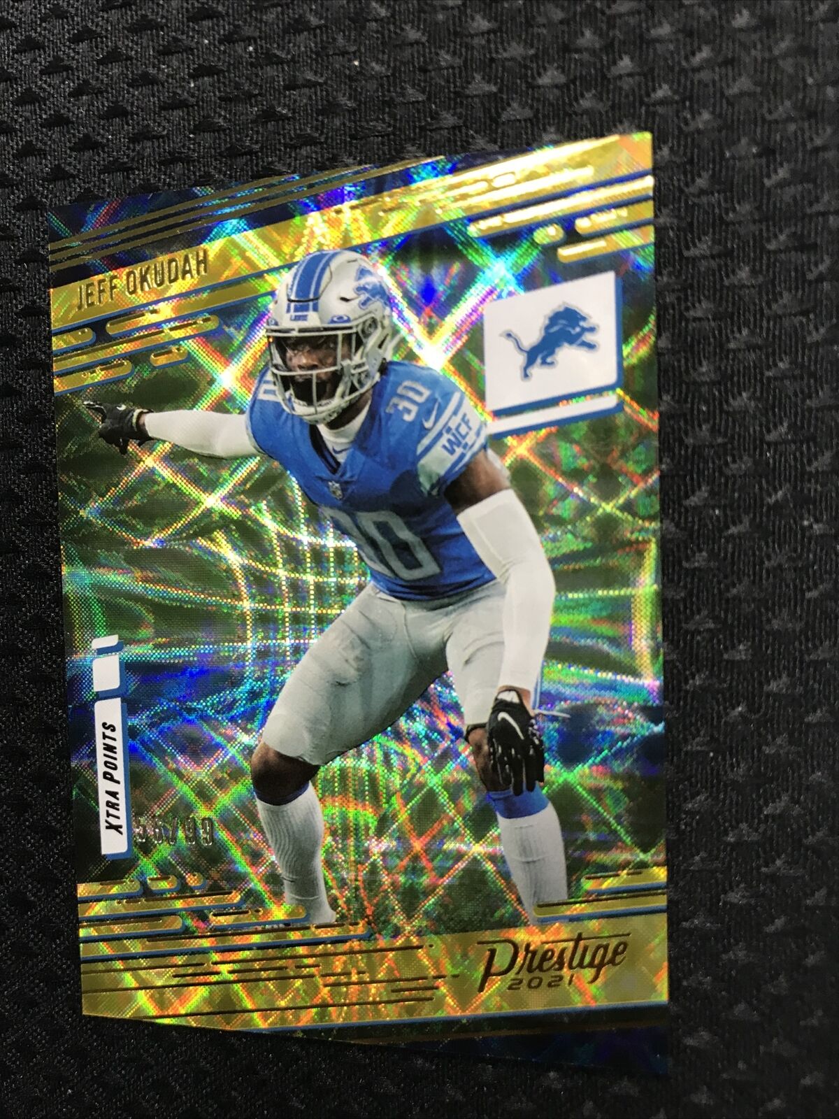 2021 Panini Prestige Xtra Points Premium Gold /99 Jeff Okudah #56