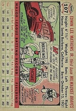 1956 Topps #107 Eddie Mathews - Vg+