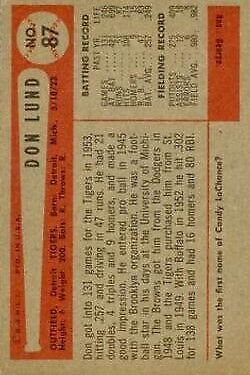 1954 Bowman #87 Don Lund - NM