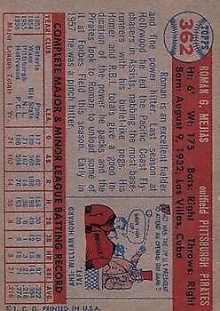 1957 Topps #362 Roman Mejias RC - Vg+
