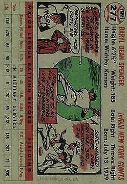 1956 Topps #277 Daryl Spencer - NM