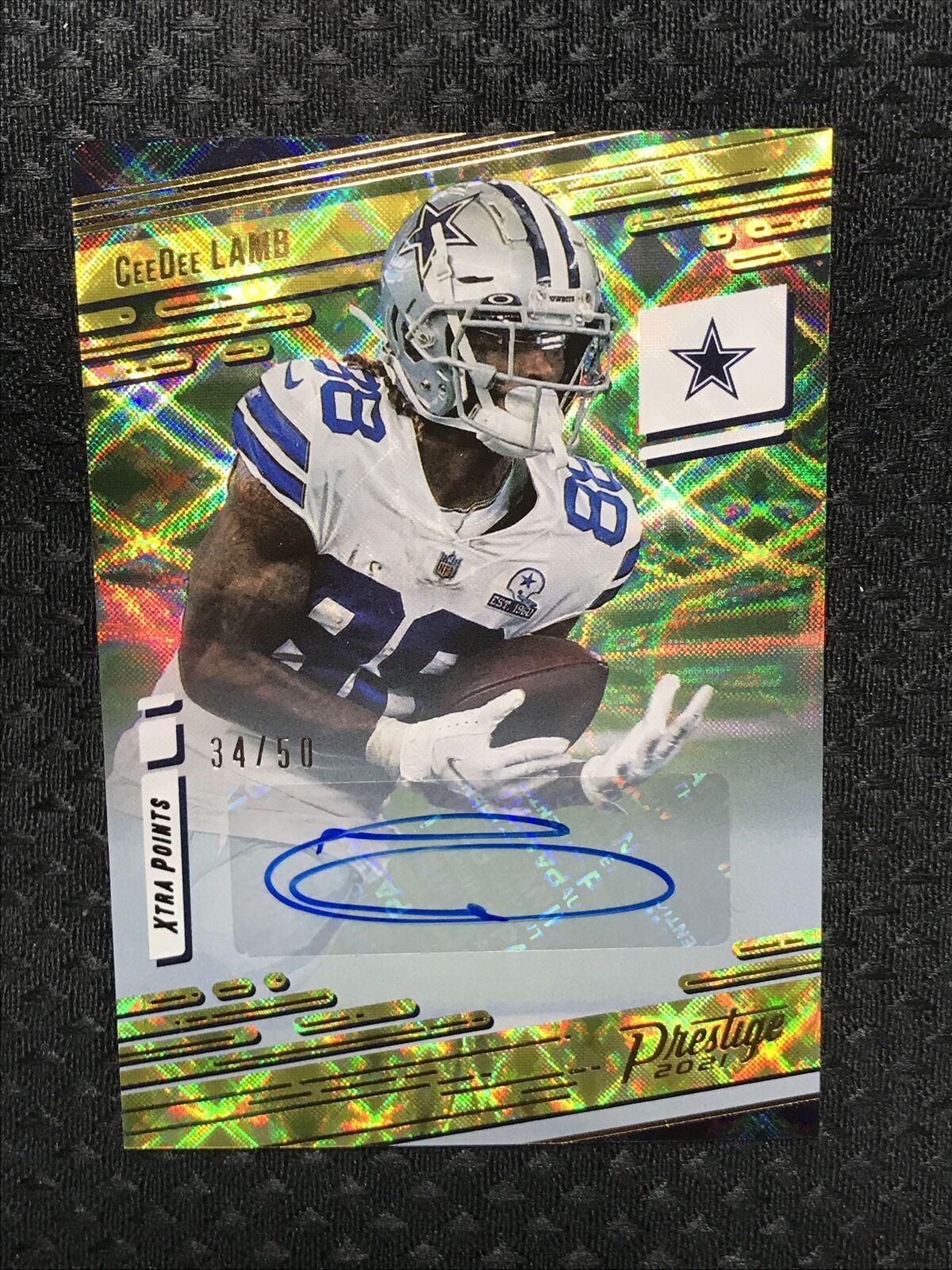 2021 Prestige CeeDee Lamb Xtra Points Signatures GOLD Parallel Auto #/50 **