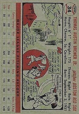 1956 Topps #34 Tom Brewer DP - NM