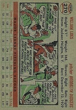 1956 Topps #270 Billy Loes - Vg+