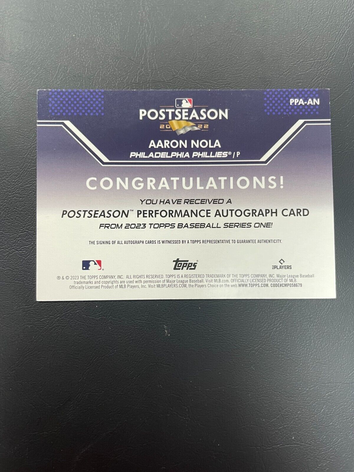 2023 Topps Aaron Nola Postseason Auto /25