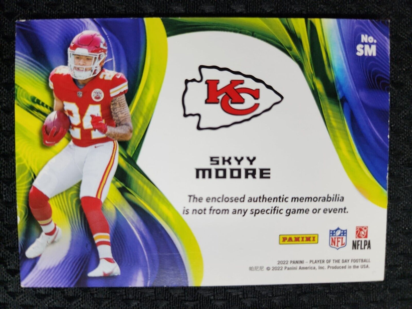 SKYY MOORE 2022 PANINI PLAYER OF THE DAY JUMBO JERSEY /50 RC CHIEFS ROOKIE