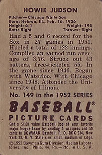 1952 Bowman #149 Howie Judson - GOOD