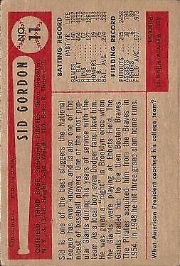 1954 Bowman #11 Sid Gordon - NM