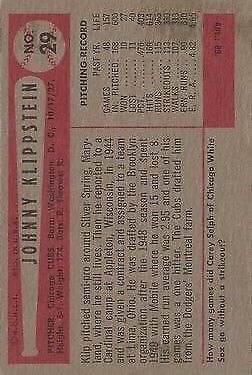 1954 Bowman #29 Johnny Klippstein - NM