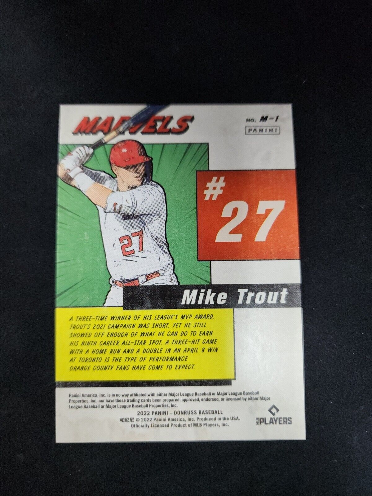 2022 Panini Donruss Mike Trout Marvels 03/25 #M-1