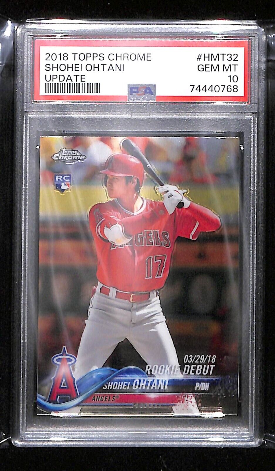 2018 TOPPS CHROME UPDATE #HMT32 SHOHEI OHTANI RC ANGELS ROOKIE DEBUT PSA 10 GEM!